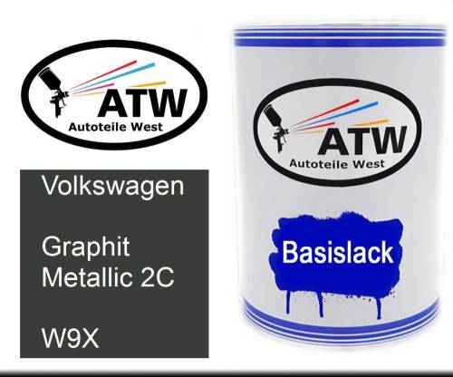 Volkswagen, Graphit Metallic 2C, W9X: 500ml Lackdose, von ATW Autoteile West.